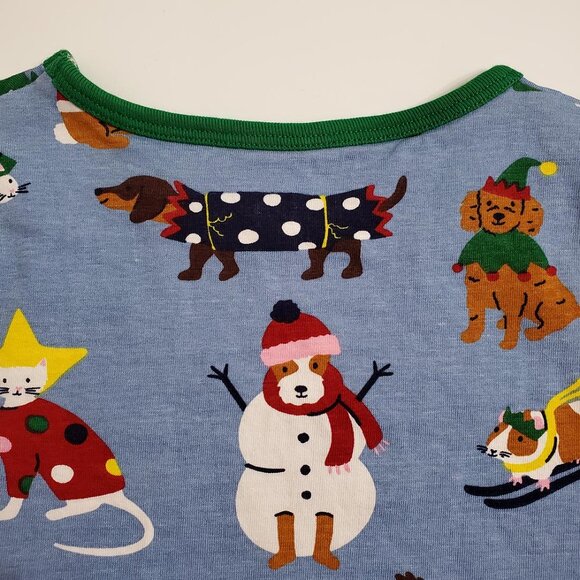 Mini Boden Girls Printed Jersey Tunic Dress Festive Pets 7-8Y Cotton Poc… - Picture 7 of 11